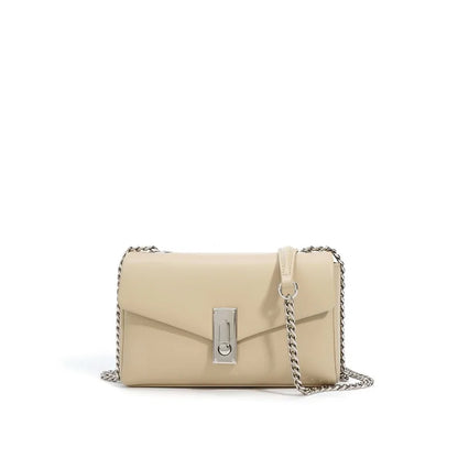 New Clamshell Lock Fenuine Leather Small Square Bags Simple Commuter All-match Chain Crossbody Shoulder Handbags Elegant Bolsas