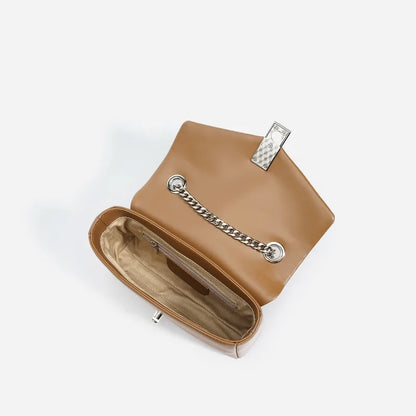 New Clamshell Lock Fenuine Leather Small Square Bags Simple Commuter All-match Chain Crossbody Shoulder Handbags Elegant Bolsas