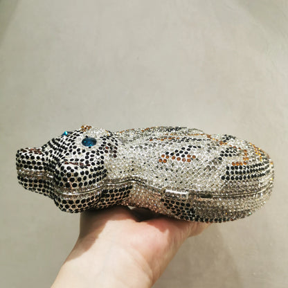 New Color Woman Multicolored Cat Crystal Evening Bag Cocktail Prom Dinner Party Handbag Wedding Bridal Animal Diamond Cute Purse