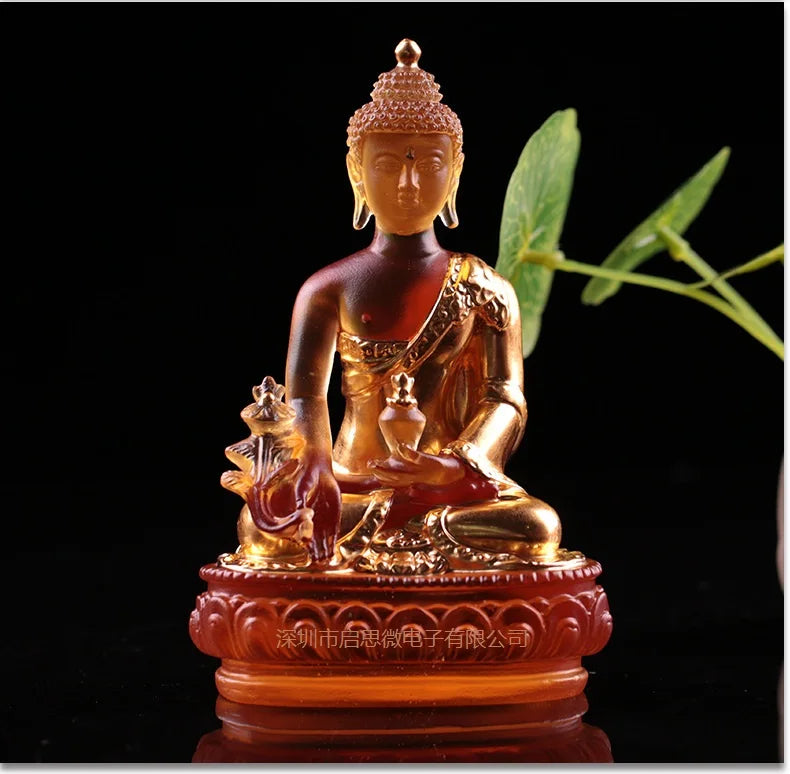 New Coloured glaze buddha statue Bhaisajyaguru figure Bhaisajya Buddha figurine medicine Buddha bodhisattva Good luck