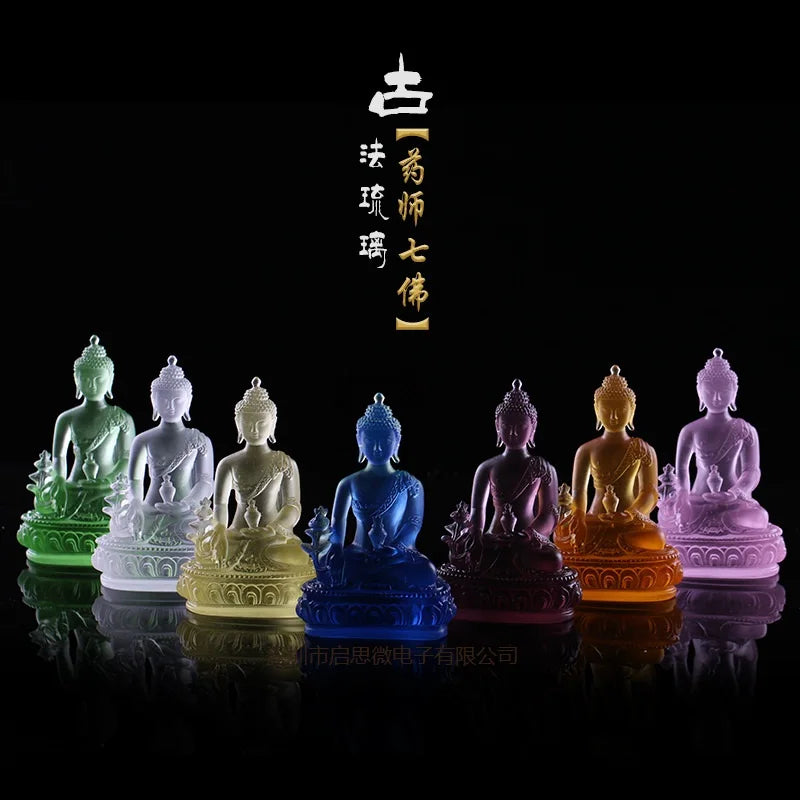 New Coloured glaze buddha statue Bhaisajyaguru figure Bhaisajya Buddha figurine medicine Buddha bodhisattva Good luck