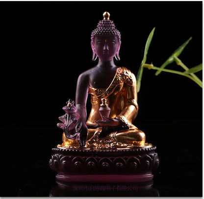 New Coloured glaze buddha statue Bhaisajyaguru figure Bhaisajya Buddha figurine medicine Buddha bodhisattva Good luck