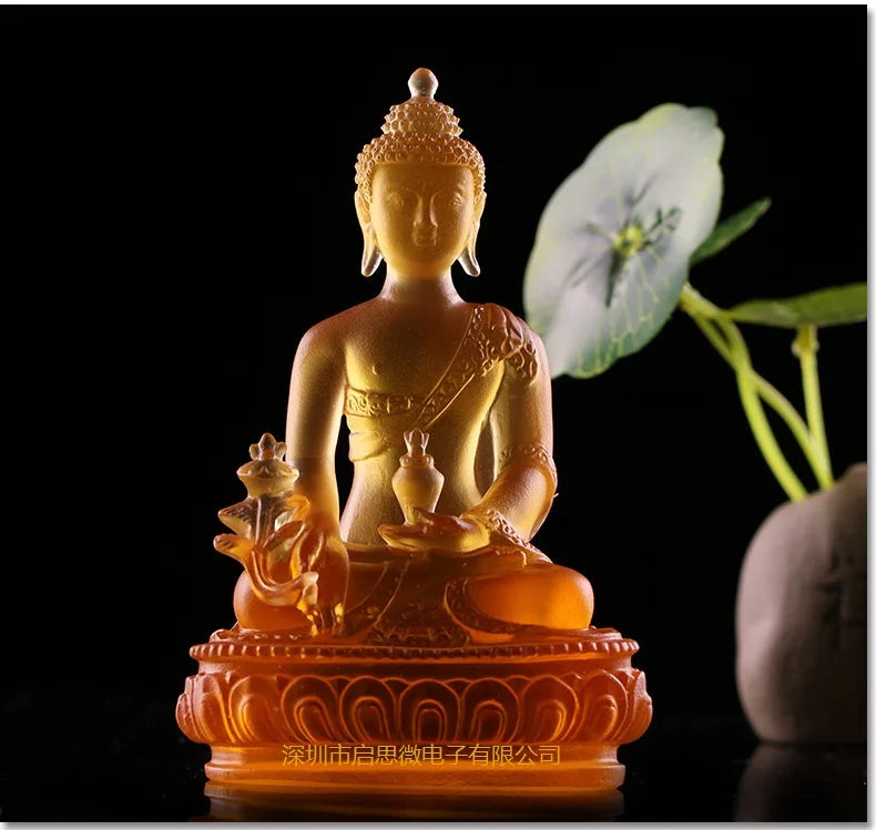 New Coloured glaze buddha statue Bhaisajyaguru figure Bhaisajya Buddha figurine medicine Buddha bodhisattva Good luck