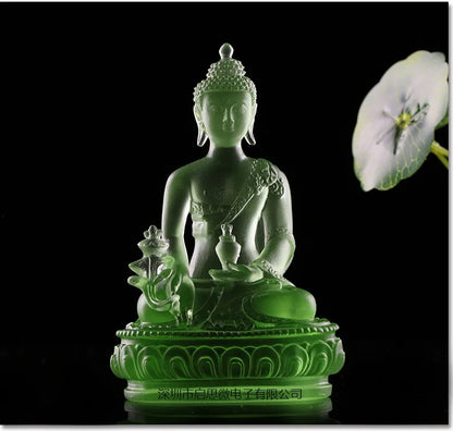 New Coloured glaze buddha statue Bhaisajyaguru figure Bhaisajya Buddha figurine medicine Buddha bodhisattva Good luck