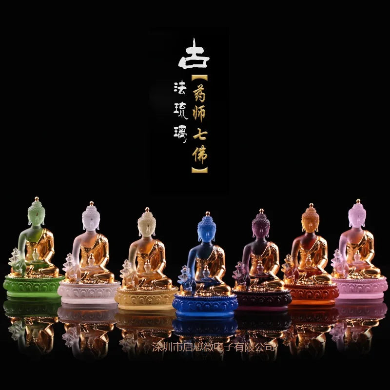 New Coloured glaze buddha statue Bhaisajyaguru figure Bhaisajya Buddha figurine medicine Buddha bodhisattva Good luck