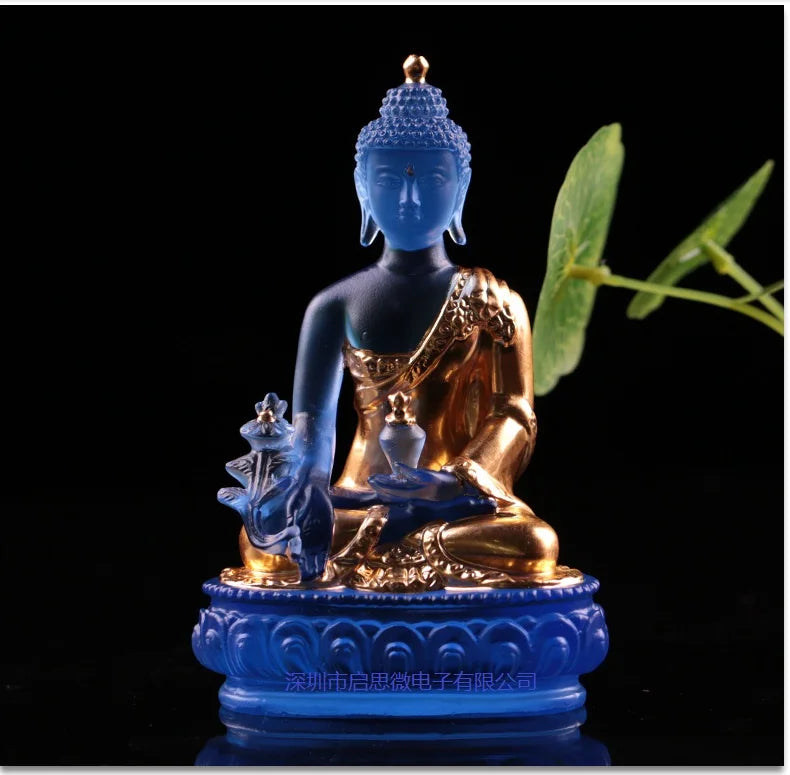 New Coloured glaze buddha statue Bhaisajyaguru figure Bhaisajya Buddha figurine medicine Buddha bodhisattva Good luck