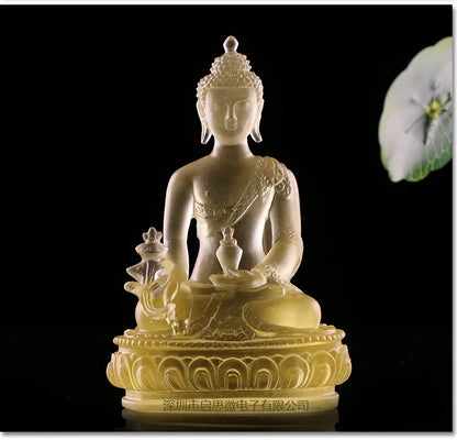 New Coloured glaze buddha statue Bhaisajyaguru figure Bhaisajya Buddha figurine medicine Buddha bodhisattva Good luck