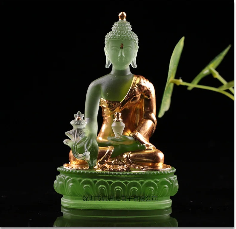 New Coloured glaze buddha statue Bhaisajyaguru figure Bhaisajya Buddha figurine medicine Buddha bodhisattva Good luck