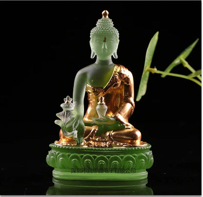 New Coloured glaze buddha statue Bhaisajyaguru figure Bhaisajya Buddha figurine medicine Buddha bodhisattva Good luck