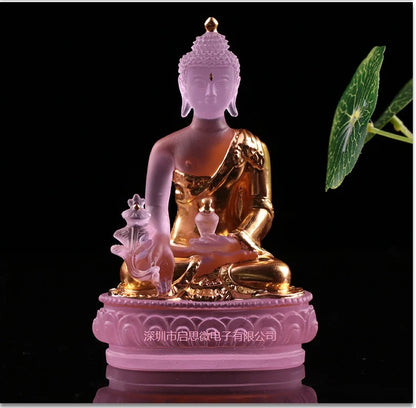 New Coloured glaze buddha statue Bhaisajyaguru figure Bhaisajya Buddha figurine medicine Buddha bodhisattva Good luck