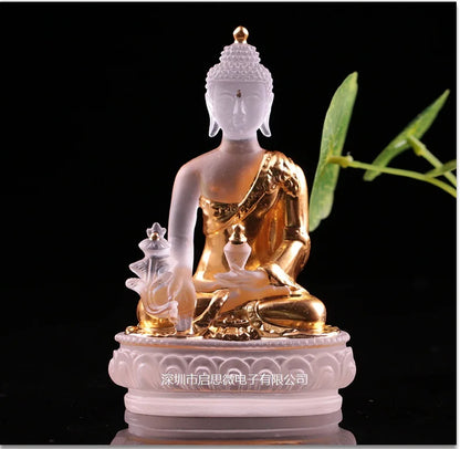 New Coloured glaze buddha statue Bhaisajyaguru figure Bhaisajya Buddha figurine medicine Buddha bodhisattva Good luck