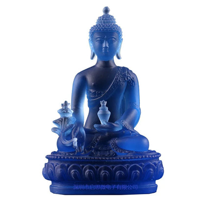 New Coloured glaze buddha statue Bhaisajyaguru figure Bhaisajya Buddha figurine medicine Buddha bodhisattva Good luck