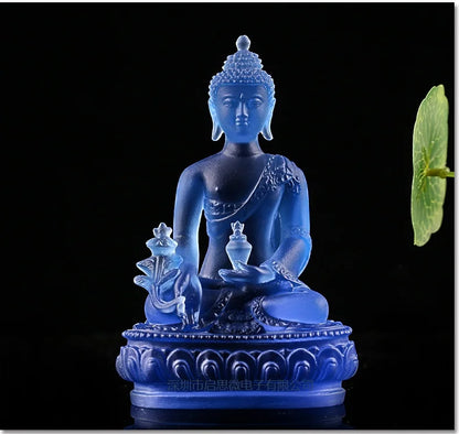 New Coloured glaze buddha statue Bhaisajyaguru figure Bhaisajya Buddha figurine medicine Buddha bodhisattva Good luck