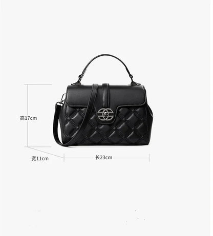 New Commuter Genuine Leather Women's Shoulder Large Capacity Mother Crossbody Bag High Sense Rhombic Plaid Handbag