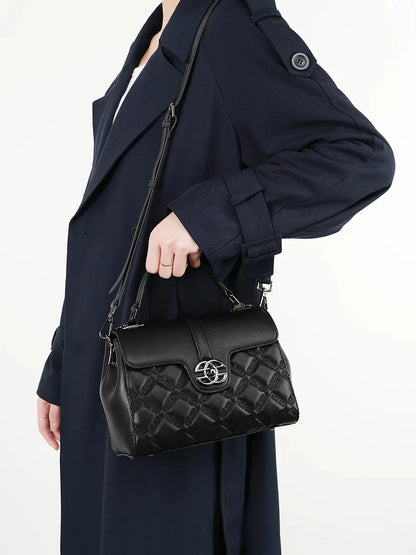 New Commuter Genuine Leather Women's Shoulder Large Capacity Mother Crossbody Bag High Sense Rhombic Plaid Handbag
