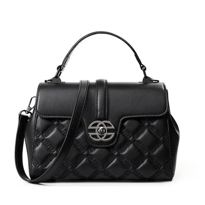 New Commuter Genuine Leather Women's Shoulder Large Capacity Mother Crossbody Bag High Sense Rhombic Plaid Handbag