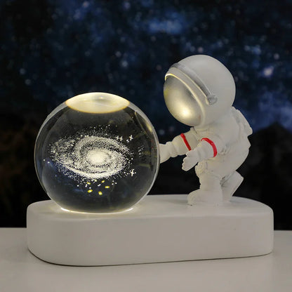 New Cool Astronaut Figurine Crystal Ball Luminous Base Ornaments Night Lamp for Bedroom Home Decoration Crafts Birthday Gifts