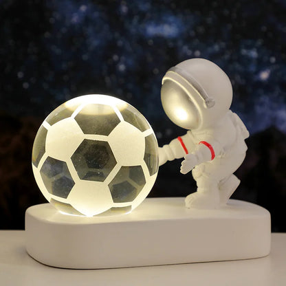 New Cool Astronaut Figurine Crystal Ball Luminous Base Ornaments Night Lamp for Bedroom Home Decoration Crafts Birthday Gifts
