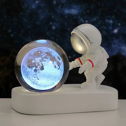 New Cool Astronaut Figurine Crystal Ball Luminous Base Ornaments Night Lamp for Bedroom Home Decoration Crafts Birthday Gifts