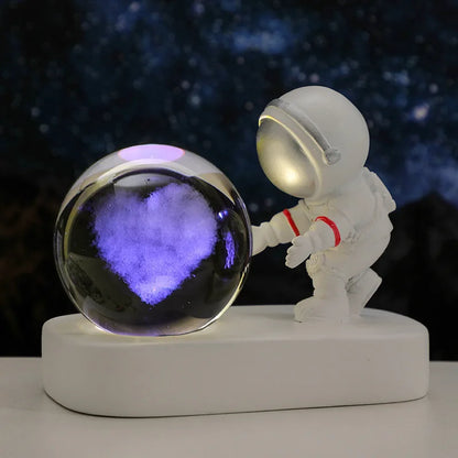 New Cool Astronaut Figurine Crystal Ball Luminous Base Ornaments Night Lamp for Bedroom Home Decoration Crafts Birthday Gifts