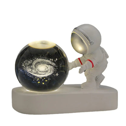 New Cool Astronaut Figurine Crystal Ball Luminous Base Ornaments Night Lamp for Bedroom Home Decoration Crafts Birthday Gifts