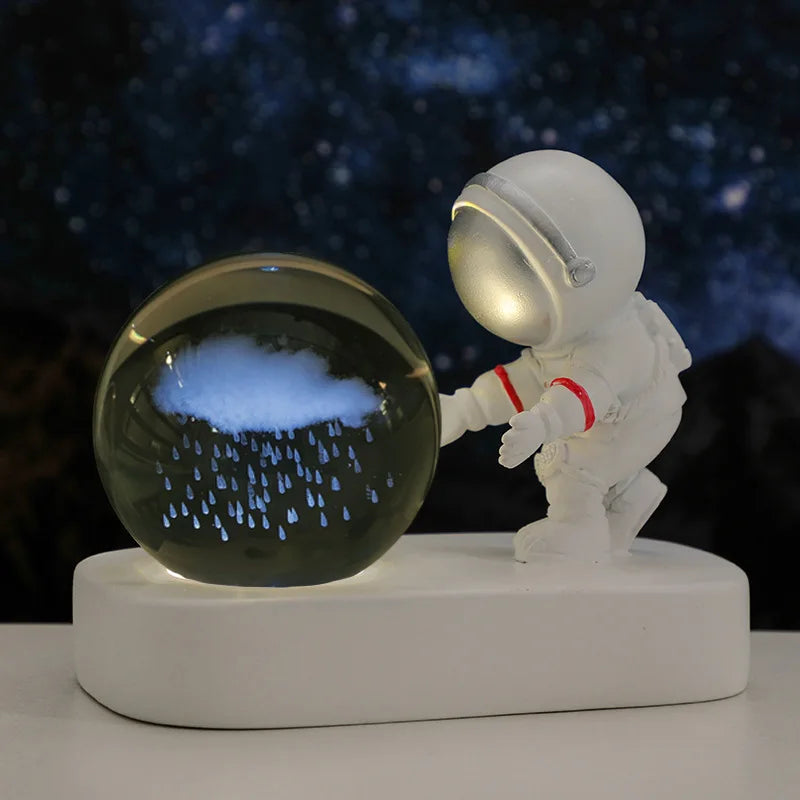 New Cool Astronaut Figurine Crystal Ball Luminous Base Ornaments Night Lamp for Bedroom Home Decoration Crafts Birthday Gifts