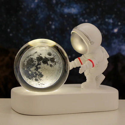 New Cool Astronaut Figurine Crystal Ball Luminous Base Ornaments Night Lamp for Bedroom Home Decoration Crafts Birthday Gifts