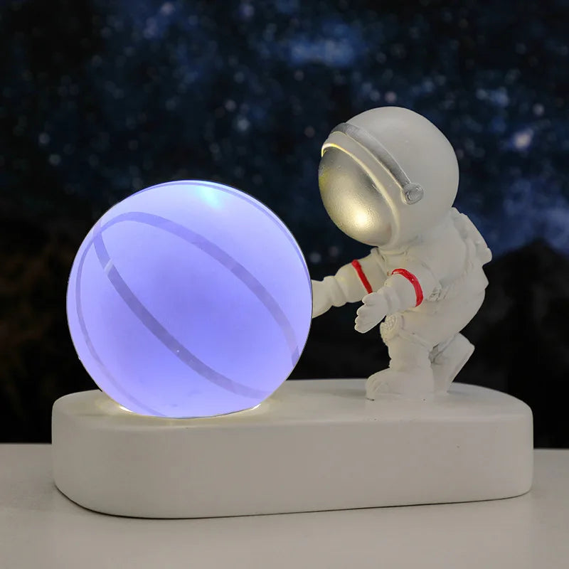 New Cool Astronaut Figurine Crystal Ball Luminous Base Ornaments Night Lamp for Bedroom Home Decoration Crafts Birthday Gifts