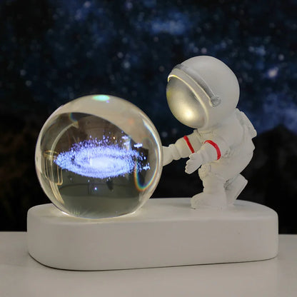 New Cool Astronaut Figurine Crystal Ball Luminous Base Ornaments Night Lamp for Bedroom Home Decoration Crafts Birthday Gifts