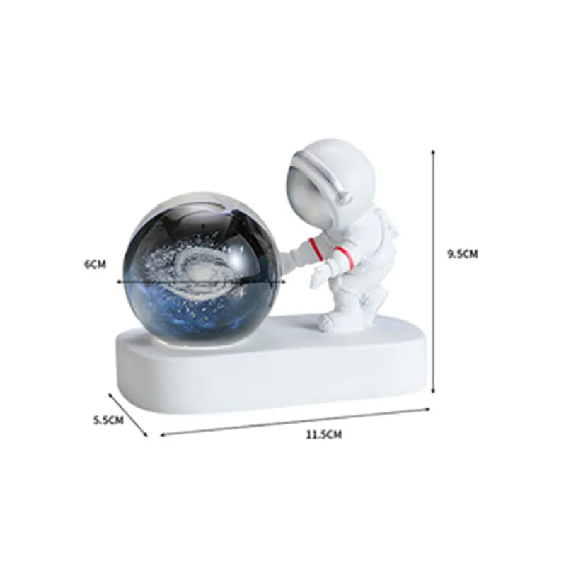 New Cool Astronaut Figurine Crystal Ball Luminous Base Ornaments Night Lamp for Bedroom Home Decoration Crafts Birthday Gifts