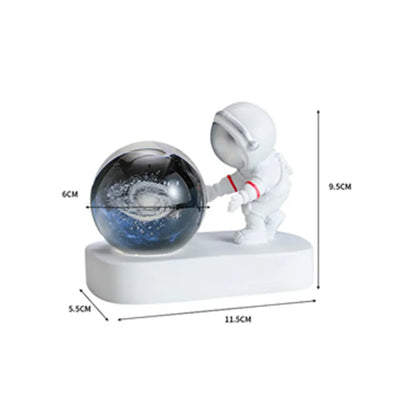 New Cool Astronaut Figurine Crystal Ball Luminous Base Ornaments Night Lamp for Bedroom Home Decoration Crafts Birthday Gifts