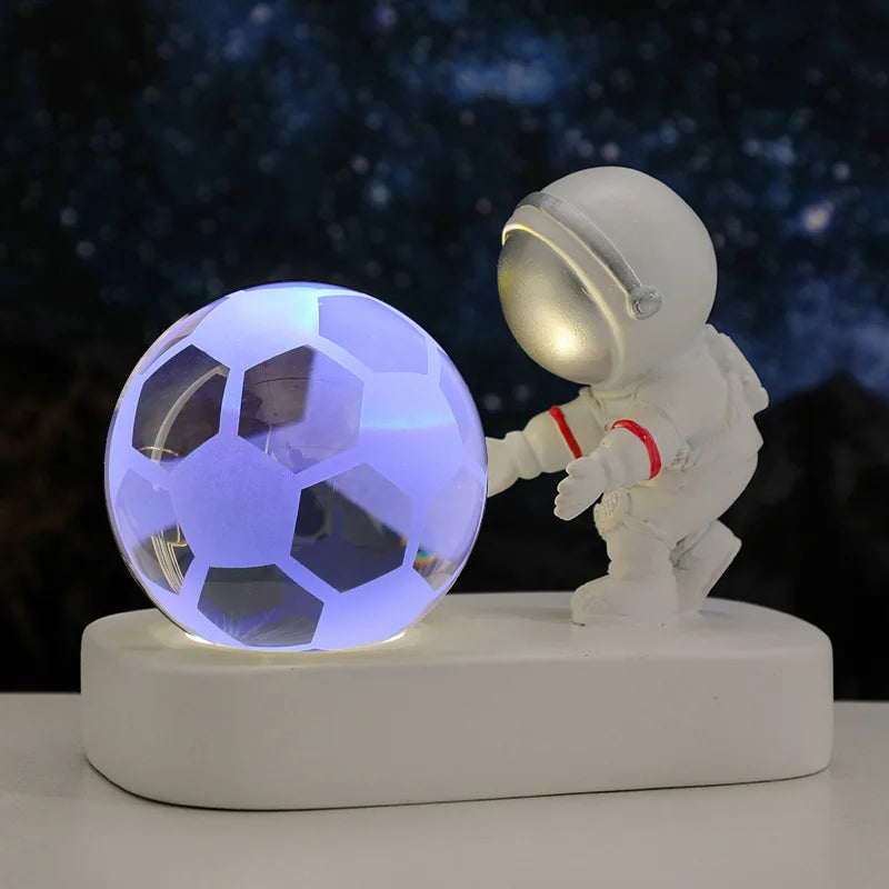New Cool Astronaut Figurine Crystal Ball Luminous Base Ornaments Night Lamp for Bedroom Home Decoration Crafts Birthday Gifts