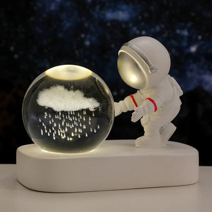 New Cool Astronaut Figurine Crystal Ball Luminous Base Ornaments Night Lamp for Bedroom Home Decoration Crafts Birthday Gifts