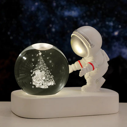 New Cool Astronaut Figurine Crystal Ball Luminous Base Ornaments Night Lamp for Bedroom Home Decoration Crafts Birthday Gifts