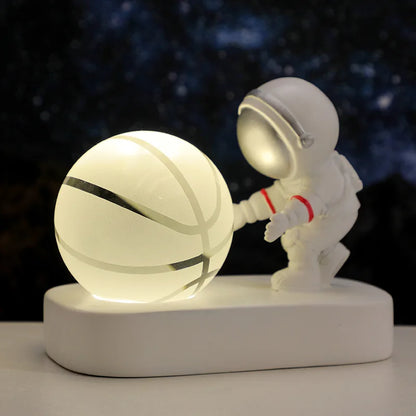 New Cool Astronaut Figurine Crystal Ball Luminous Base Ornaments Night Lamp for Bedroom Home Decoration Crafts Birthday Gifts