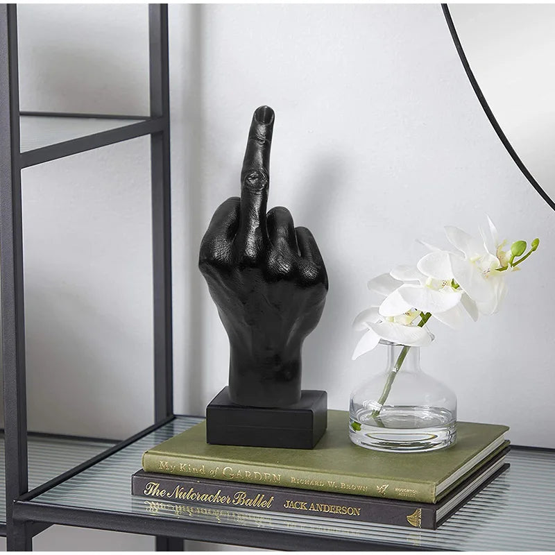 New Cool Figurine Middle Finger Statue Room Desk Decor Gesture Sculpture Resin Ornaments Home Decoration Accessories Gift