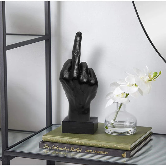 New Cool Figurine Middle Finger Statue Room Desk Decor Gesture Sculpture Resin Ornaments Home Decoration Accessories Gift