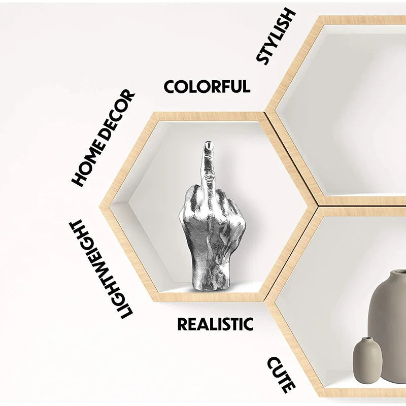 New Cool Figurine Middle Finger Statue Room Desk Decor Gesture Sculpture Resin Ornaments Home Decoration Accessories Gift
