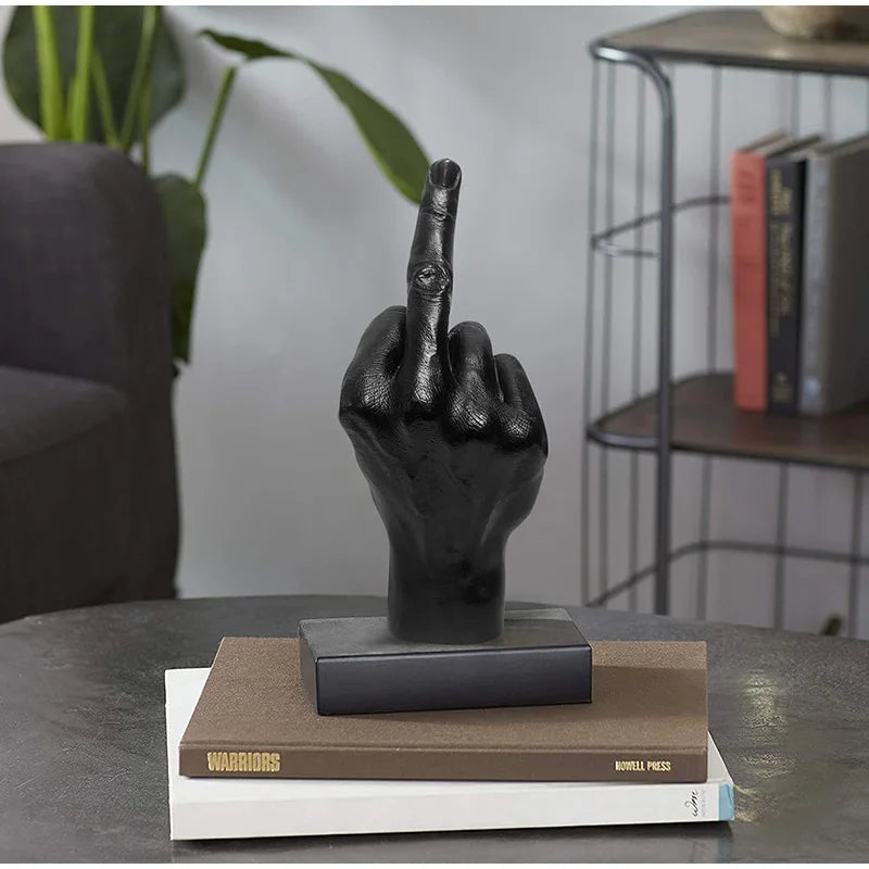 New Cool Figurine Middle Finger Statue Room Desk Decor Gesture Sculpture Resin Ornaments Home Decoration Accessories Gift