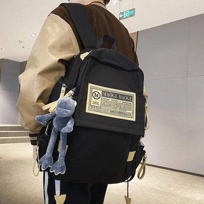 New Cool Men Female Red Waterproof Laptop College Backpack Fashion Women Travel Lady Nylon Book Bag Boy Girl Leisure School Bags