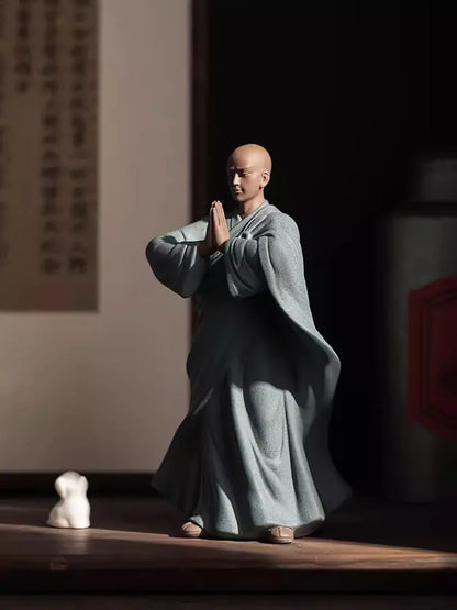 New Creative Chinese Purple Sand Tea Petting Zen Small Monk Decoration Ceramic Living Room Tea Ceremony Decoration