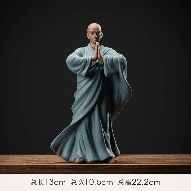 New Creative Chinese Purple Sand Tea Petting Zen Small Monk Decoration Ceramic Living Room Tea Ceremony Decoration