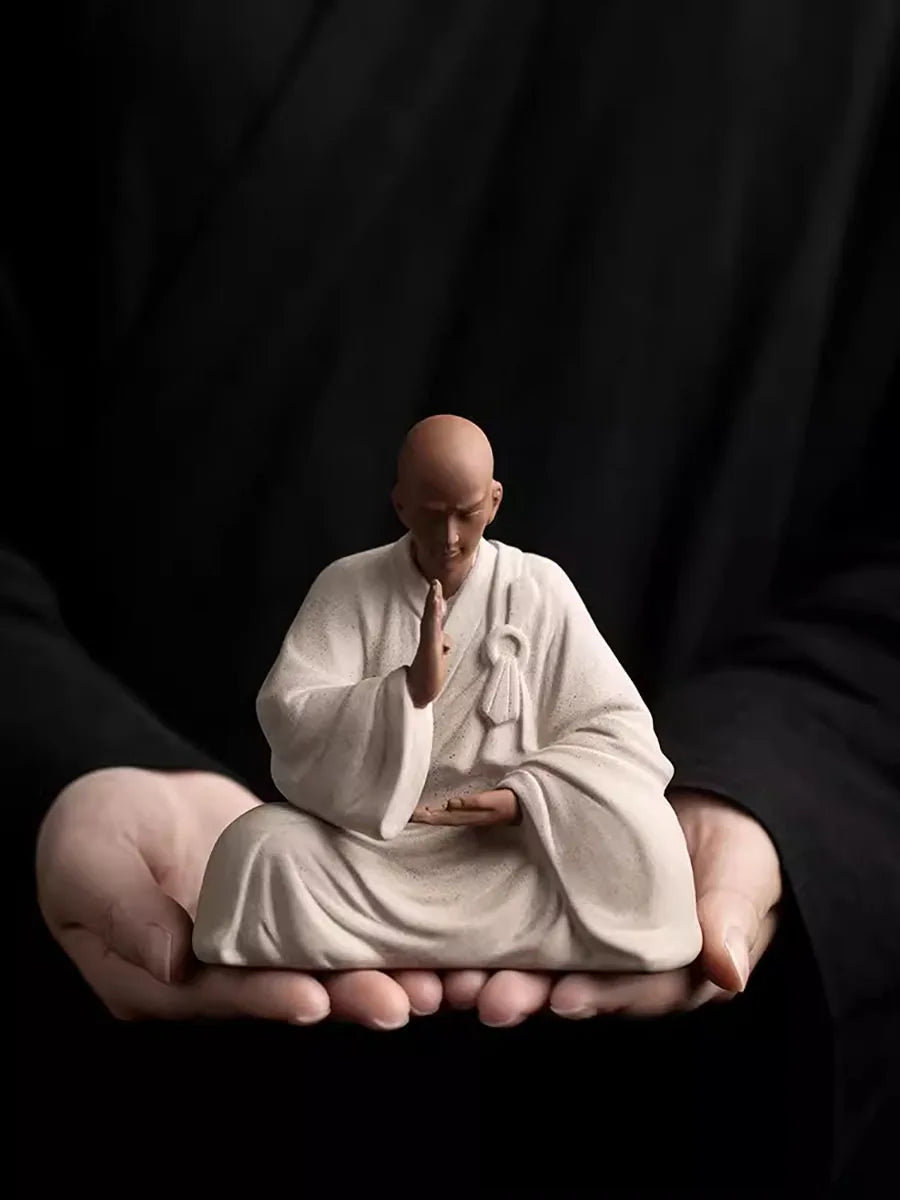 New Creative Chinese Purple Sand Tea Petting Zen Small Monk Decoration Ceramic Living Room Tea Ceremony Decoration