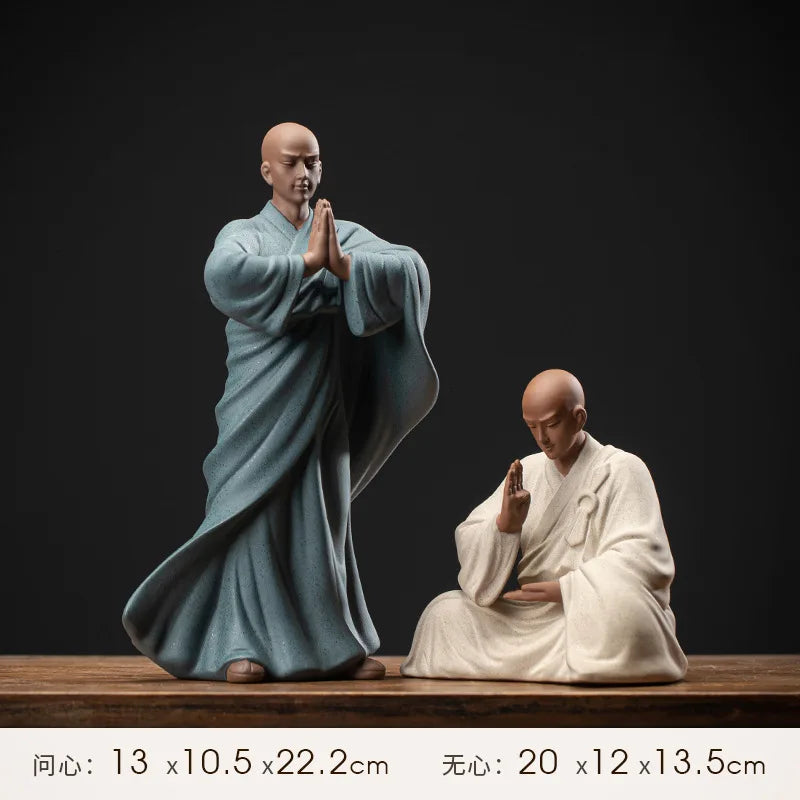 New Creative Chinese Purple Sand Tea Petting Zen Small Monk Decoration Ceramic Living Room Tea Ceremony Decoration