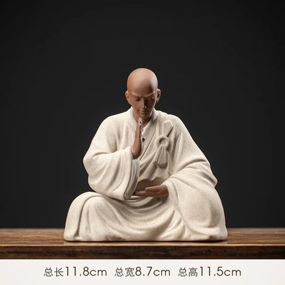 New Creative Chinese Purple Sand Tea Petting Zen Small Monk Decoration Ceramic Living Room Tea Ceremony Decoration