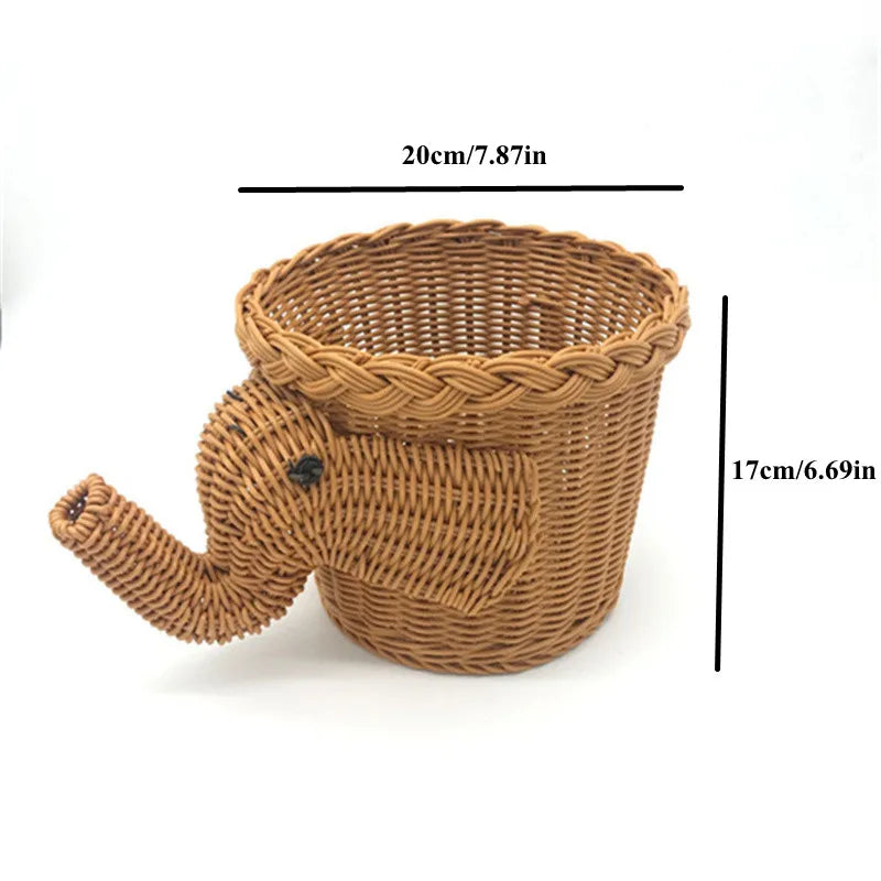New Creative Elephant Fruit Basket Wicker Basket Food Bread Camping Picnic Basket Vegetable Fruit Storage Baskets Drop Shipping