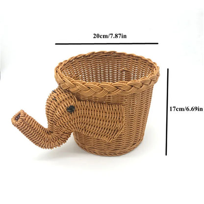 New Creative Elephant Fruit Basket Wicker Basket Food Bread Camping Picnic Basket Vegetable Fruit Storage Baskets Drop Shipping