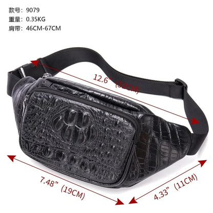 New Crocodile Pattern Genuine Leather Men's Casual Crossbody Retro Male Chest Bag Multifunctional Waist Pack