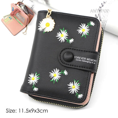 New Cute Animals Embroidery Wallets Purse for Women 2 Folding Designer Girls Mini Hasp Coin Wallet Female Ladies Short Money Bag