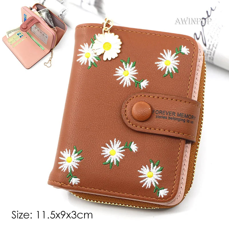 New Cute Animals Embroidery Wallets Purse for Women 2 Folding Designer Girls Mini Hasp Coin Wallet Female Ladies Short Money Bag